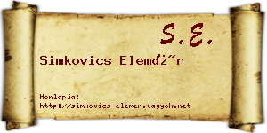 Simkovics Elemér névjegykártya